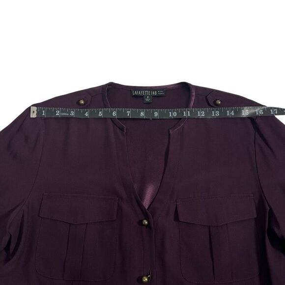 Lafayette 148 NY Purple  Sz 8 Long Sleeves Button-Down Silk Blouse Medium - Picture 11 of 11